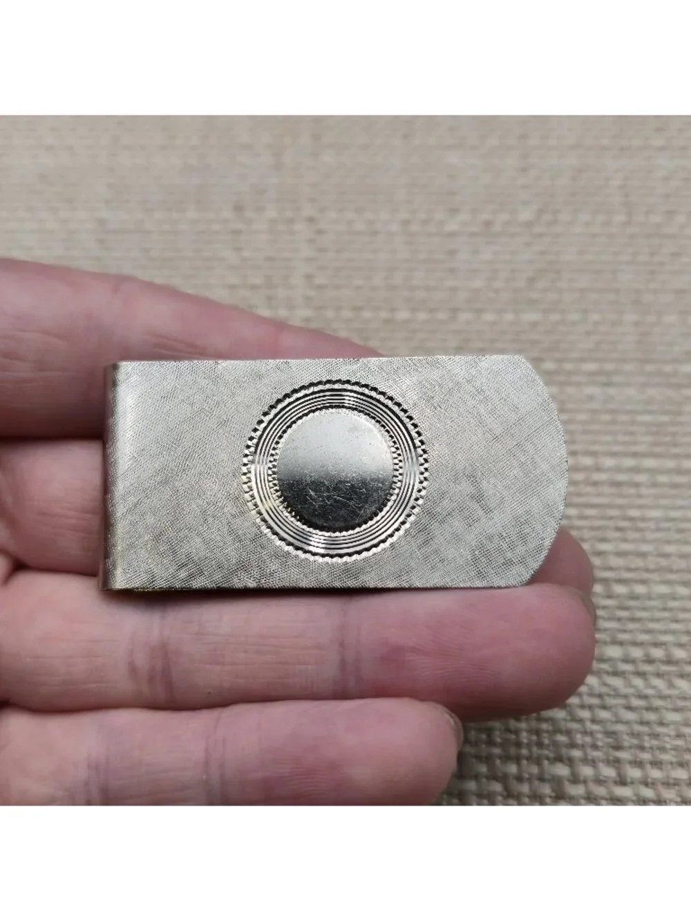 Vintage Brushed Concentric Circle Monogram Money Clip B1571